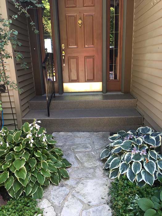 Front porch with concrete coating floor.