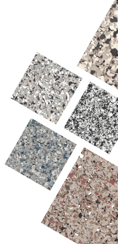 Tiles of flake floor coating.